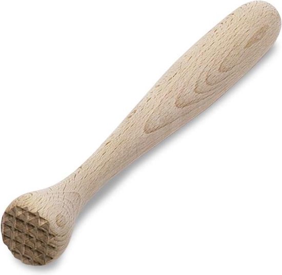 Houten cocktail stamper met geribbelde kop.