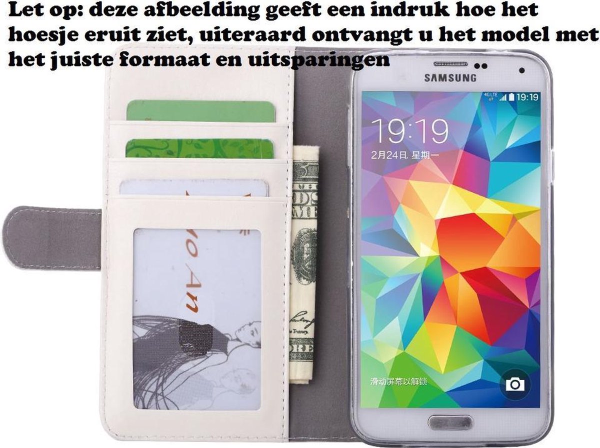 Premium Leer Leren Lederen Hoesje Book - Wallet Case Boek Hoesje voor Huawei P8 Wit