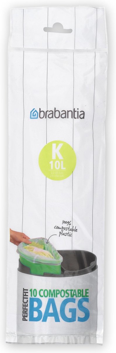 Goedkoopste Brabantia PerfectFit Composteerbare Vuilniszakken - 10 l - Code K - 10 stuks