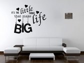 Muurtekst Big Life  in zwart vinyl 60 x 49 cm