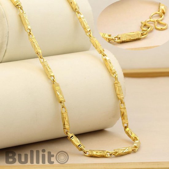 Buda" Gouden Ketting - 18k Gold Plated - 50 GRAM - 5 x 5mm - 50cm - Heren -  24krt | bol