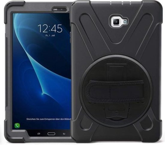 Tablet Hoes geschikt voor Samsung Galaxy Tab A 10.1 (2016/2018) Hand Strap Armor Case - Zwart - Case2go