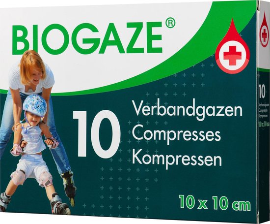 Biogaze verbandgazen 10x10cm 10 st - Biogaze