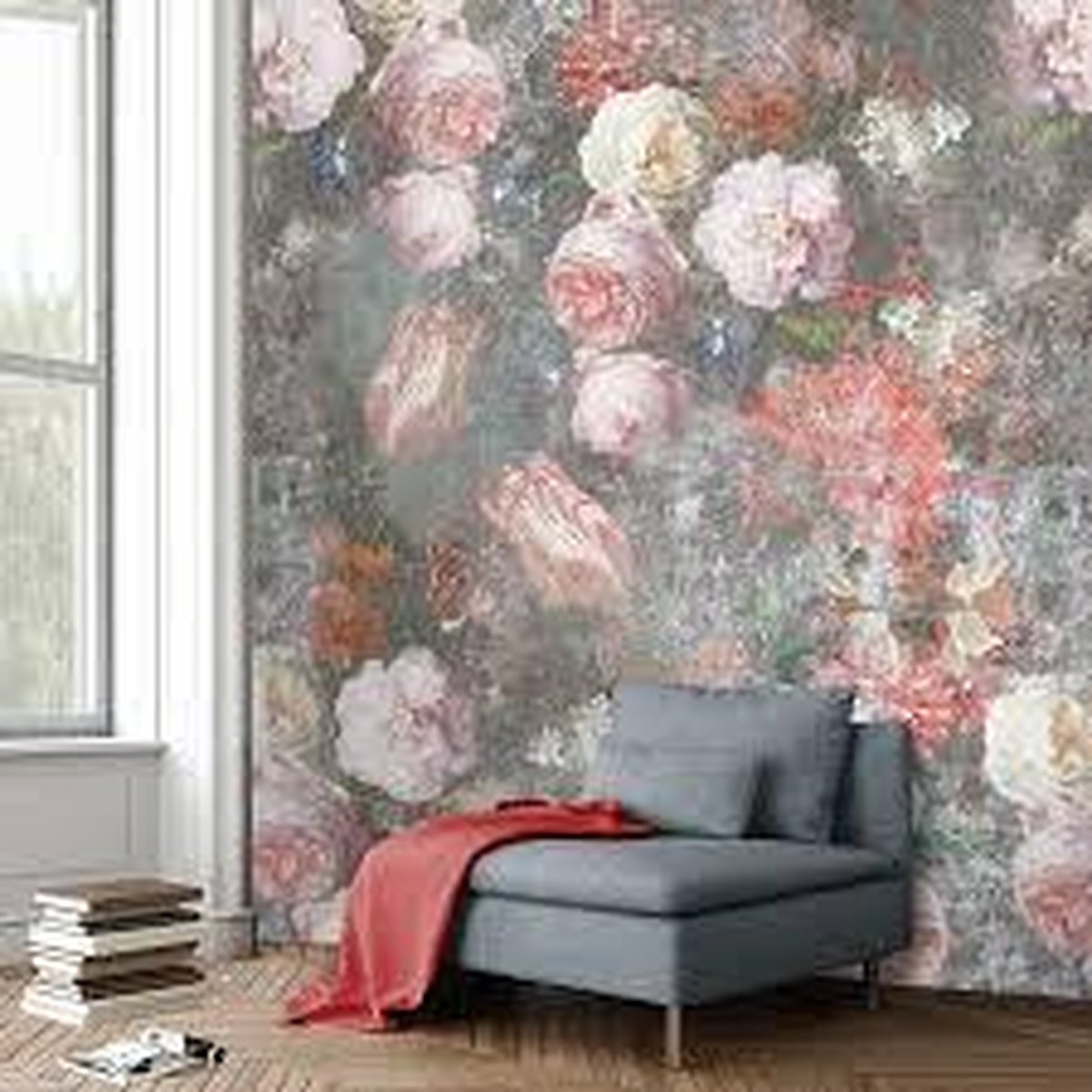 Behang Poster Colorful florals en retro Golden age
