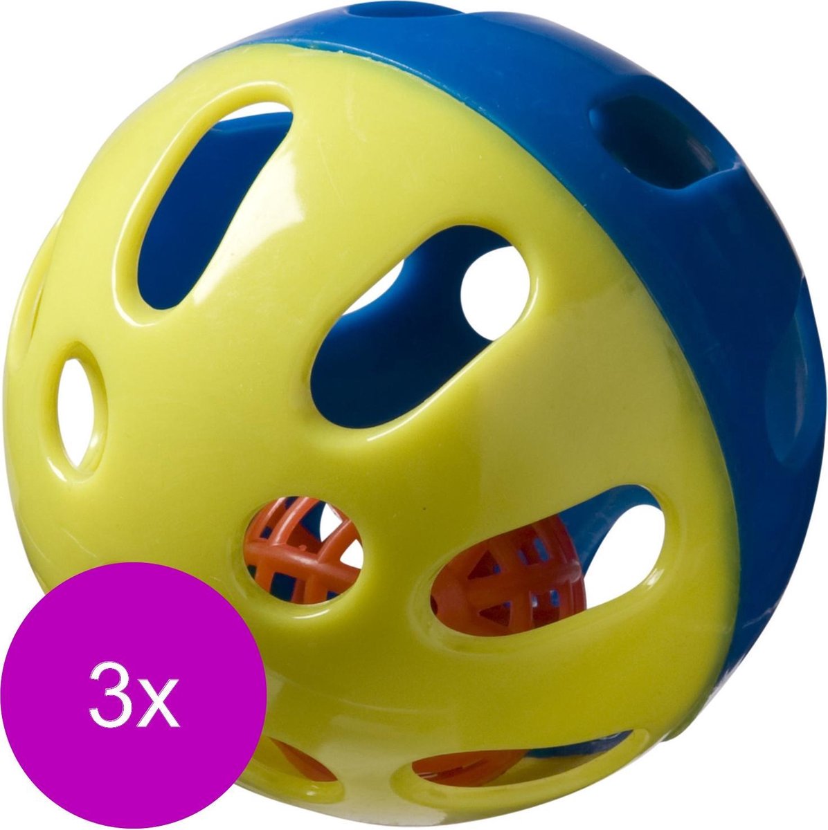 Adori Knaagdierspeeltje Speelbal Plastic Multi-Color - Speelgoed - 3 x Ø9 cm