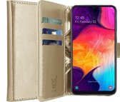Hoesje geschikt voor Samsung Galaxy A50 - Book Case Leer Pasjeshouder Goud
