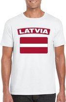 T-shirt met Letlandse vlag wit heren XL