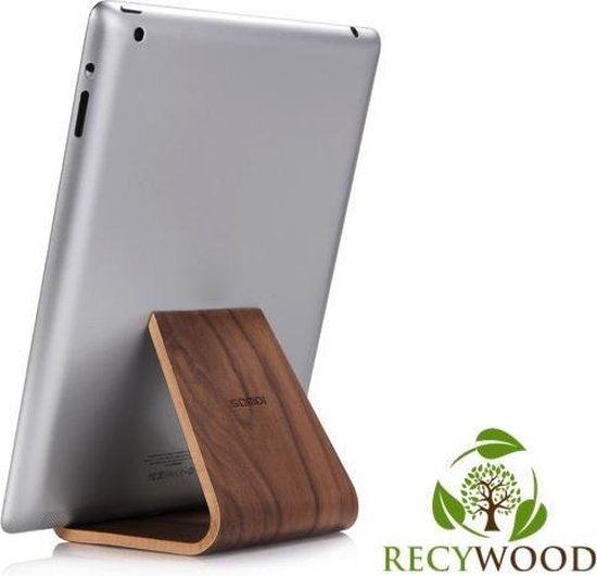 lettergreep Lyrisch Verzoenen Recywood iPad Stand - Tablet Houder - Houten Standaard - Statief iPad  (Walnoot) | bol.com