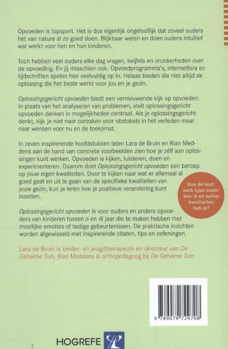 Oplossingsgericht opvoeden - back cover