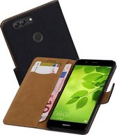 Bookstyle Wallet Case Hoesjes voor Huawei Nova 2 Plus Zwart