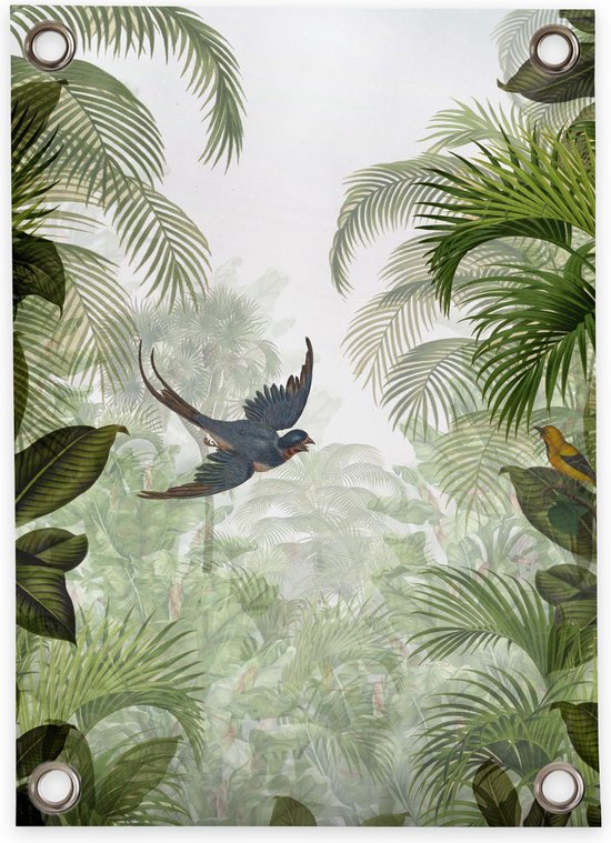 Villa Madelief Tuinposter Jungle Green - 50x70cm - Vinyl - Tuindecoratie - Tuinschilderij - Schuttingposter - Tuindoek - Buitenposter voor in de tuin - Waterafstotend - Organische Collectie