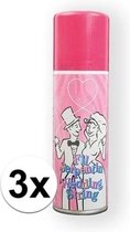 3x Bruiloft serpentine spray roze 125 ml