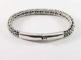 Ronde gevlochten zilveren armband met kliksluiting - pols 17 cm.