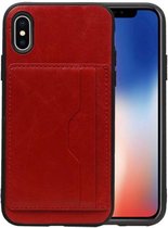 Staand Back Cover 2 Pasjes voor iPhone X Rood