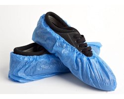 10x blauwe schoenhoesjes - Waterdicht - Universeel pasbaar schoenhoesje - Waterdichte regen overschoenen / overschoen - Schoenhoezen - Schoenovertrek wegwerp - Set schoenen hoesjes