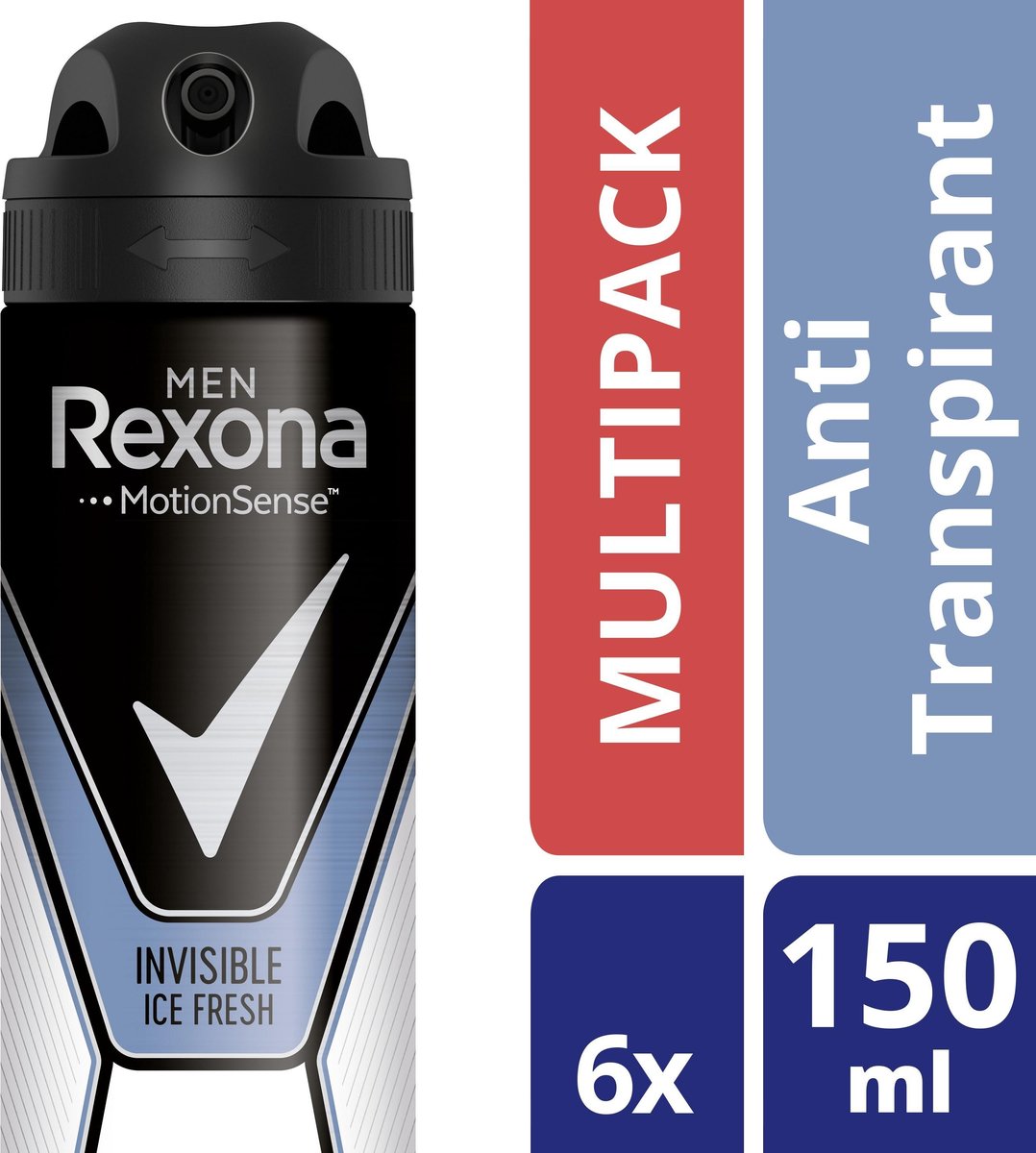 Bol.com Rexona Men Invisible Ice Antitranspirant Spray - 6 x 150 ml - Voordeelverpakking aanbieding