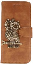 Mystiek MP case Bruin iPhone 7 Plus / 8 Plus bookcase uil brons hoesje