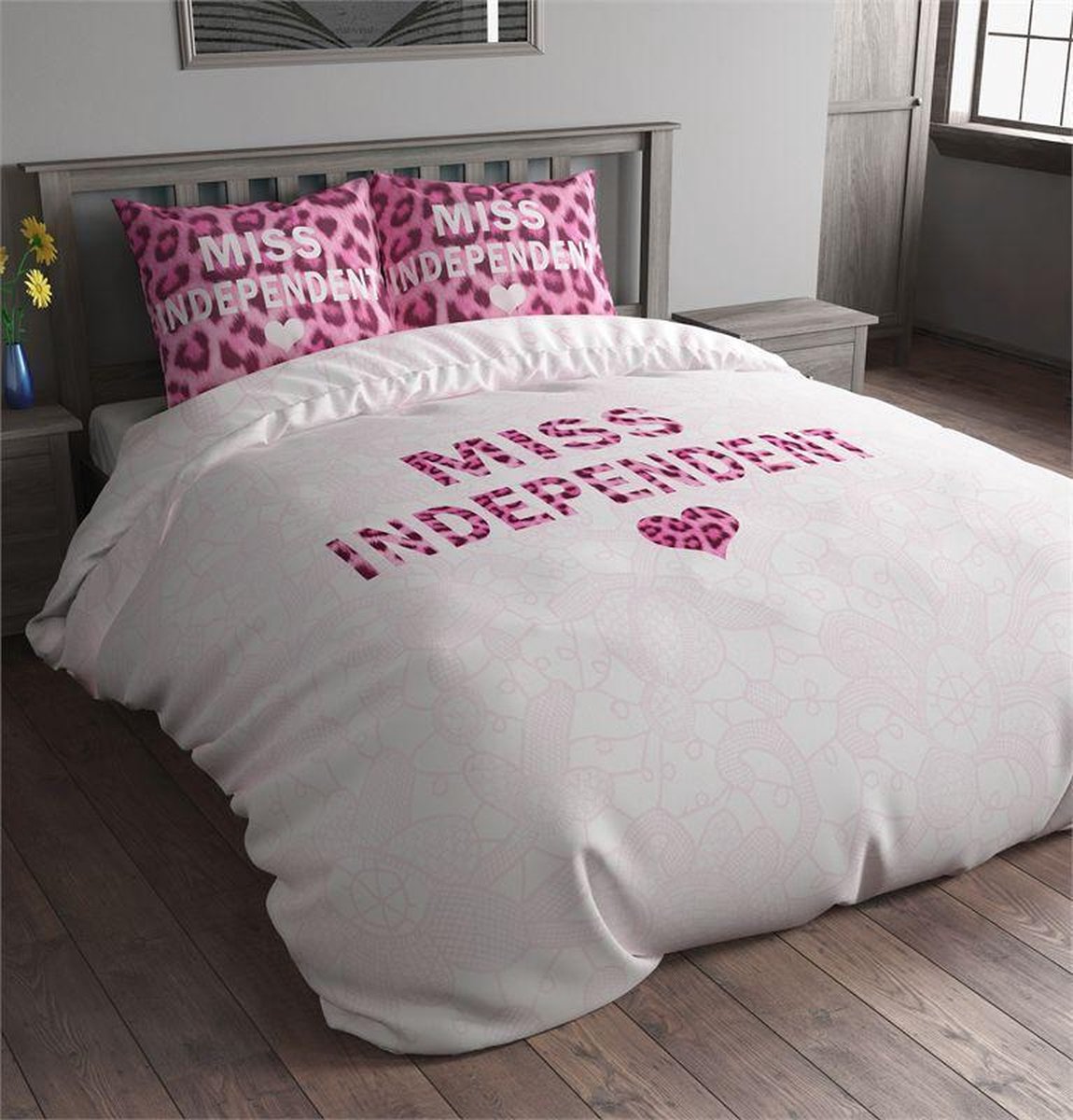 Sleeptime Miss Independent White Dekbedovertrek 140x200/220 + 1 kussensloop 60x70 - Wit