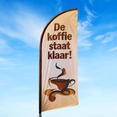 Beachflag - De Koffie Staat Klaar - Vlag + Hengelsysteem - Actievlag.nl