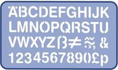 Lettersjablonen - Sjabloon met letters - Alfabet - ABC - Cijfers - H:20mm - 11x19,5cm - HE2 - Helix
