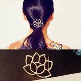 Haarclip Gouden Lotusbloem- Leuke styling Haarschuifje - haarspeld - Haarschuif - Metaal Haar Accessoire Clip - 1 stuks Bloem