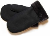 Zwarte Lammy wanten suede voor volwassenen - Handschoenen schapenwol 6 (M - 15 cm)