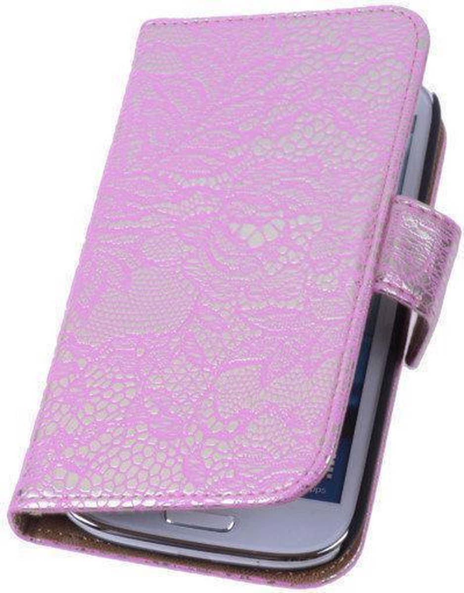 Lace Pink Samsung Galaxy S4 Book/Wallet Case/Cover Hoesje