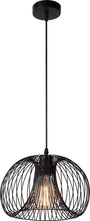 Lucide VINTI - Hanglamp - Ø 30 cm - 1xE27 - Zwart
