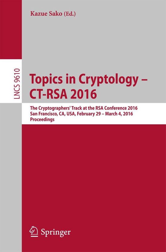 Springer Nature Proceedings Computer Science - Topics in Cry ... - cover