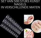 500 Nageltips Naturel - Kunstnagels Nepnagels set van 500 stuks 10 maten Hele nagel