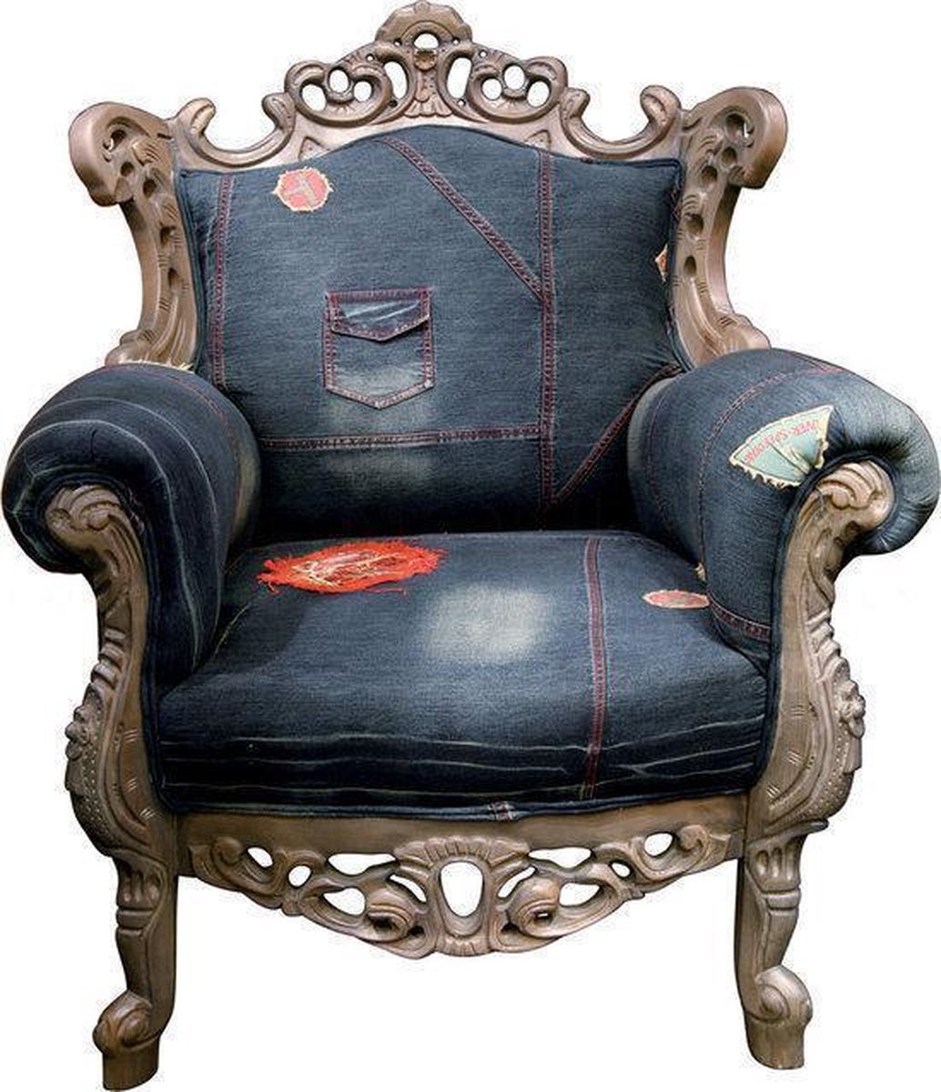 Kare Design Barok fauteuil Mink jeans - Blauw | bol.com