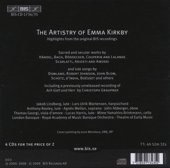 Emma Kirkby The Artistry Of Emma Kirkby Cd Emma Kirkby Muziek Bol