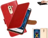 MP Case rood vintage look hoesje voor Huawei Honor 6X 2016 book case