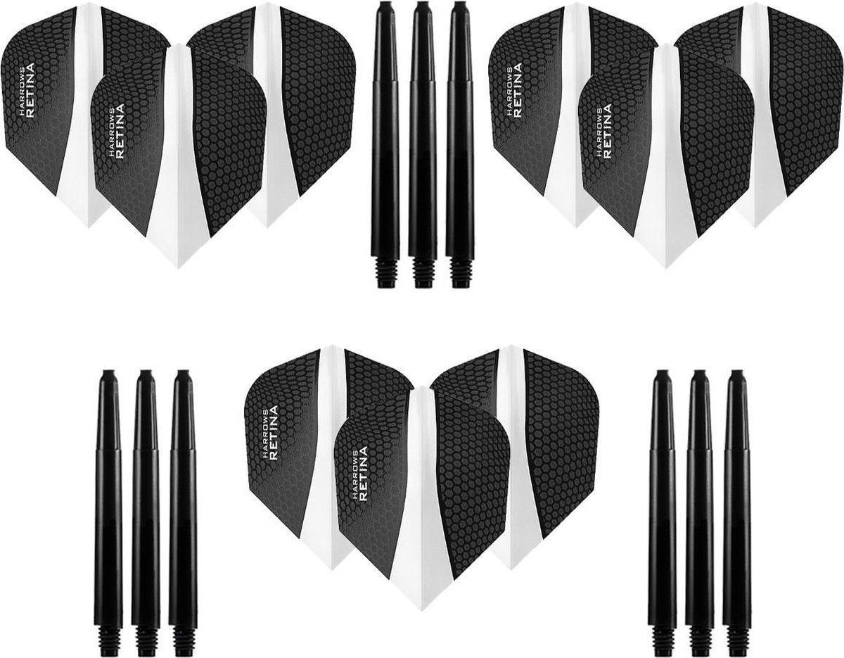 9 stuks Retina - Clear - Darts flights - en 9 stuks - Medium - darts shafts