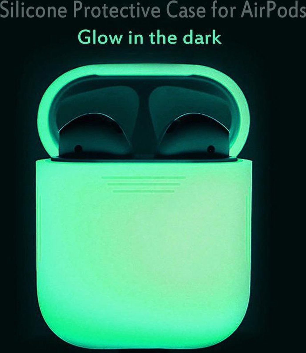 Airpods Silicone Case Cover Hoesje geschikt voor Apple Airpods - glow in the dark