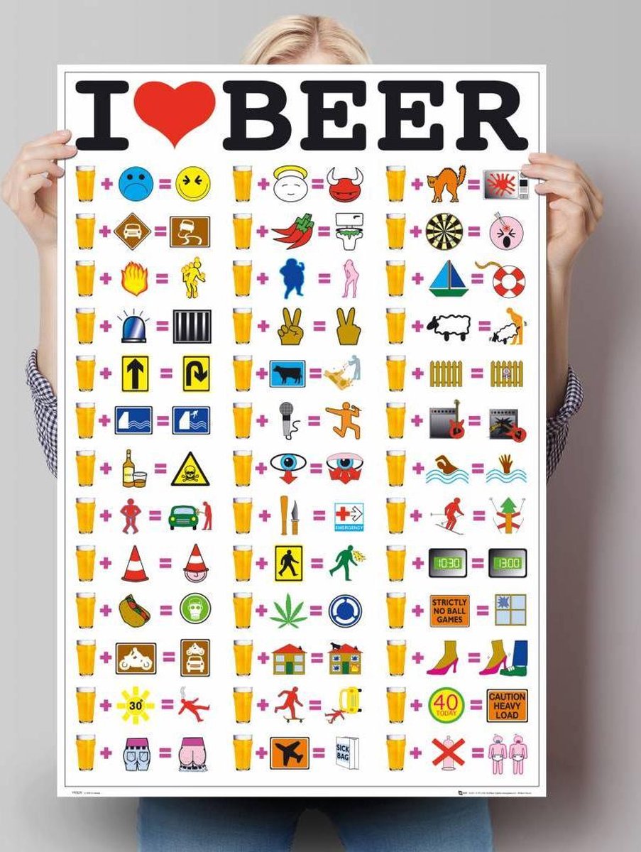 Reinders Poster I love Beer - Poster - 61 × 91,5 cm - no. 7468 | bol