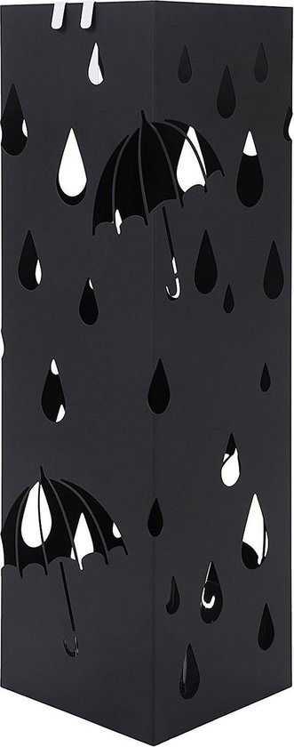 Parapluhouder - Metaal - Regenmotief - Zwart
