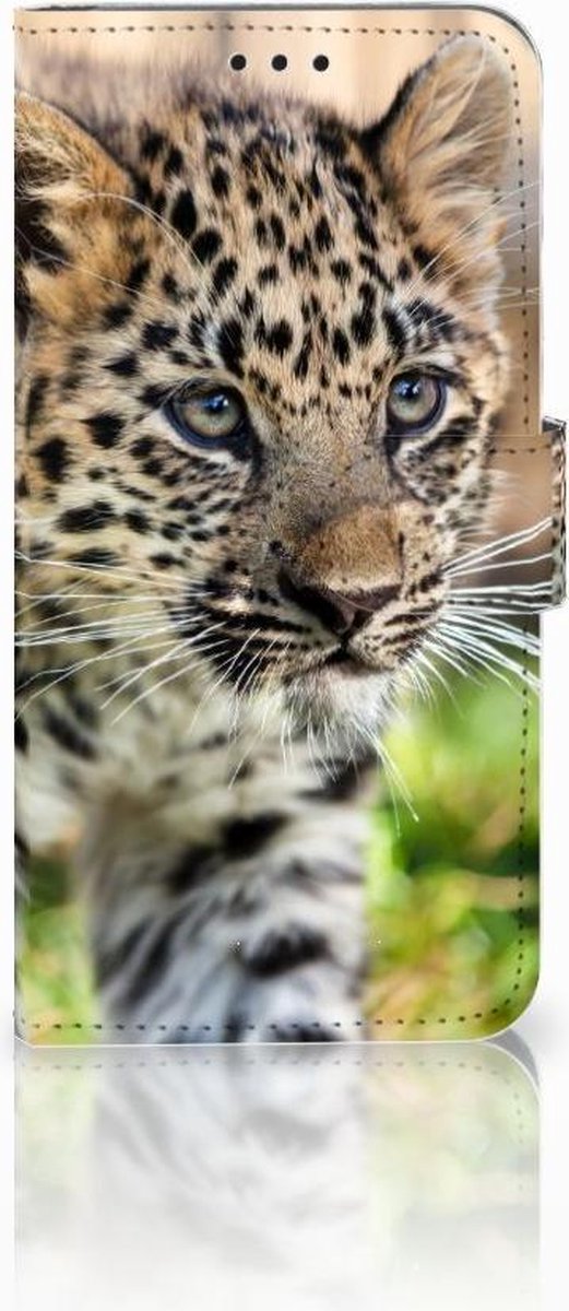 Huawei P30 Lite (2020) Telefoonhoesje met Pasjes Baby Luipaard