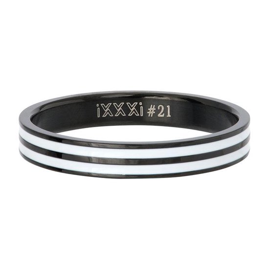 iXXXi Jewelry Vulring 4mm Double Line White Zwart - maat 19
