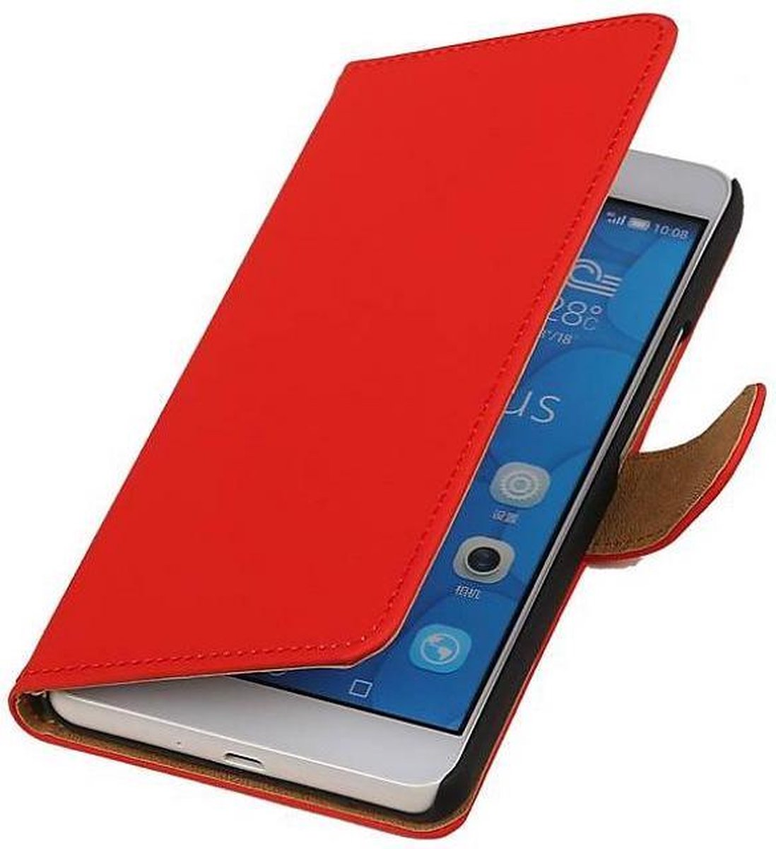 Bookstyle Wallet Case Hoesjes Geschikt voor Huawei Honor 6 Plus Rood