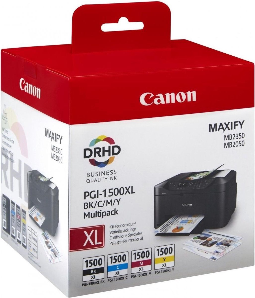 Canon PGI-1500XL BK/C/M/Y inktcartridge Origineel Hoog (XL) rendement Zwart, Cyaan, Magenta, Geel