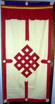 Tibetaans deurkleed rood/ecru - 178x85 - Katoen