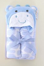 baby badcape - wrap - omslagdoek - blauw - giraf - kraamcadeau
