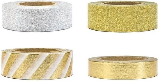 4 rolletjes zelfklevend decoratie tape goud - tape