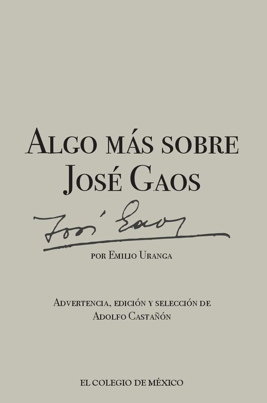 Algo más sobre José Gaos - cover