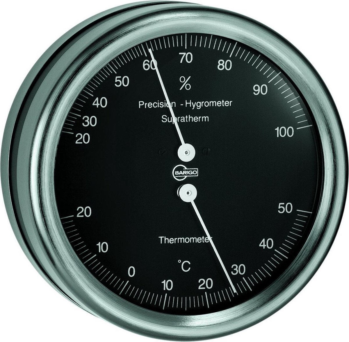 Barigo 829zw hygrometer en thermometer zwart gelakt edelstaal