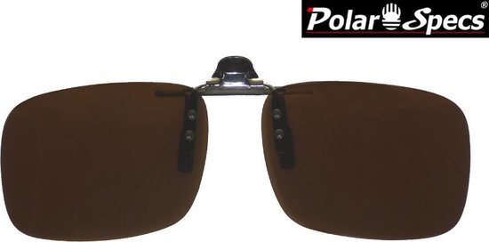 Polar Specs® 42x132 mm. Aluminium Opklapbare Voorhanger – Clip on Zonnebril – Brilclip – Voorzetbril – Polarized Brown – Unisex
