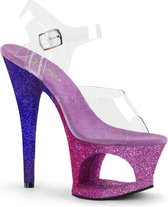 Pleaser Sandaal met enkelband, Paaldans schoenen -36 Shoes- MOON-708OMBRE Paaldans schoenen Paars/Roze