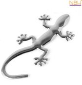 NBH� - Metalen Gekko 3D autosticker zilverkleurig
