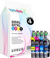 Inktdag inktcartridges voor Brother LC225XL / LC227XL, multipack van 4 kleuren (1*BK, C, M en Y)